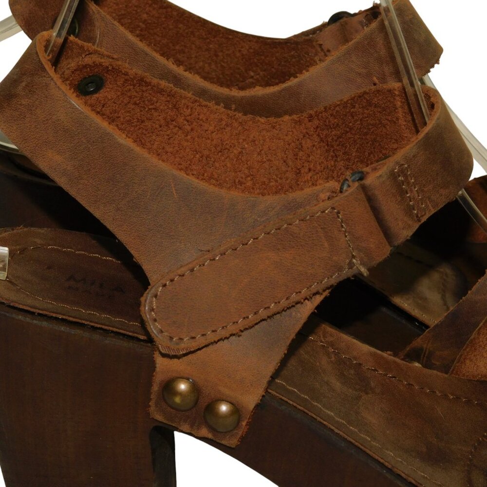 Mila Paoli Made In Italy Leather Heel Sandals Size 39 US Size 8 - Picture 6 of 12